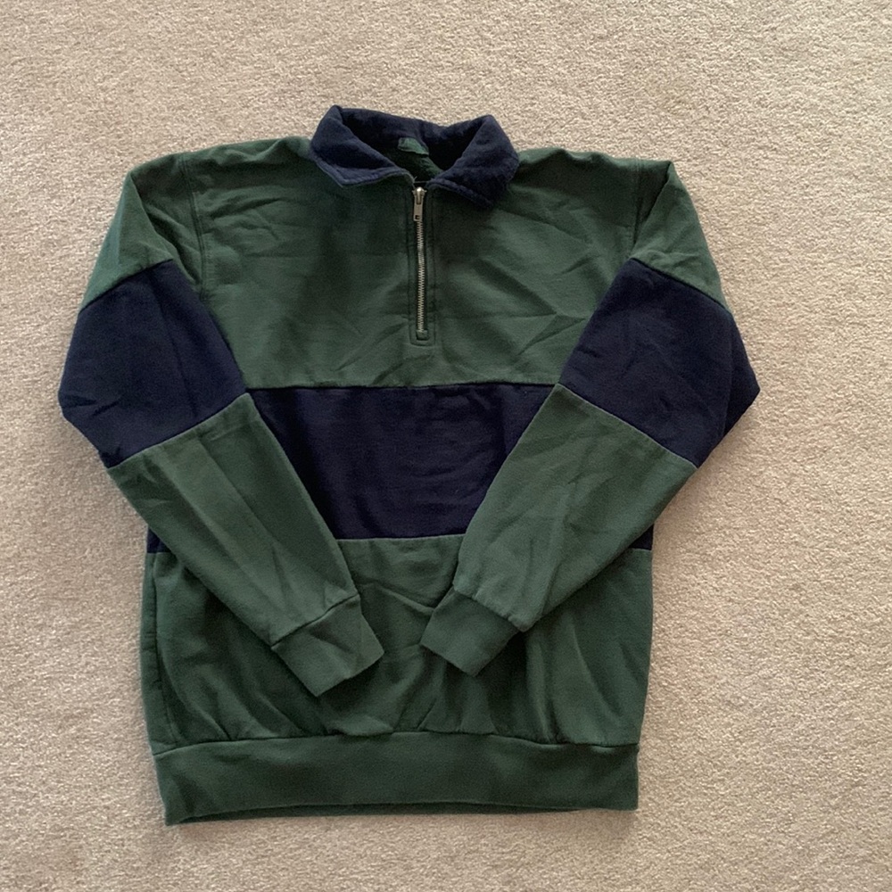 John Galt navy blue/green quarter zip